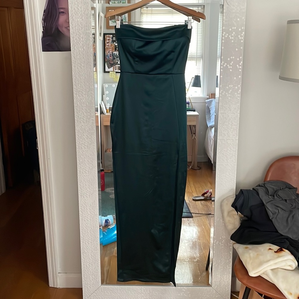 Windsor Sofia Formal Satin Strapless Long Dress